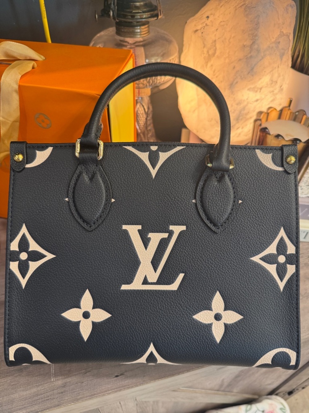 Louis Vuitton Black & White Monogram Mini Tote with Red Trim - Picture 3 of 16